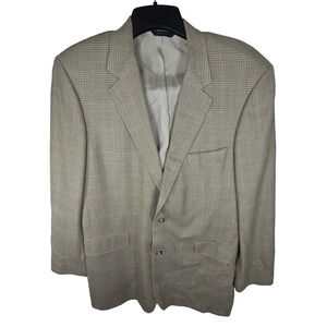 Brooks Brothers Blazer 43L Mens Wool Silk Plaid Glen Check Pockets Preppy Office